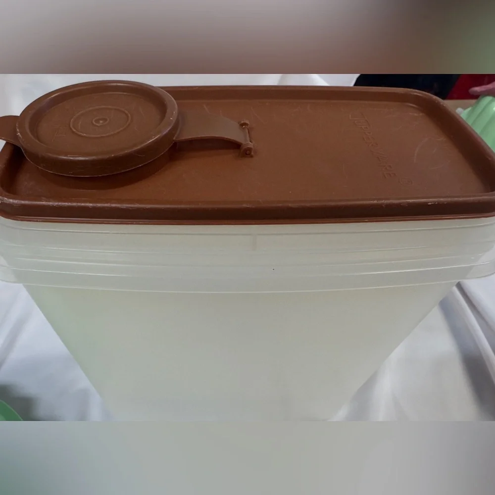 Vintage Tupperware 1588-1 Modular Storage Container Brown Lid 469-5 Frosted 2 Pc